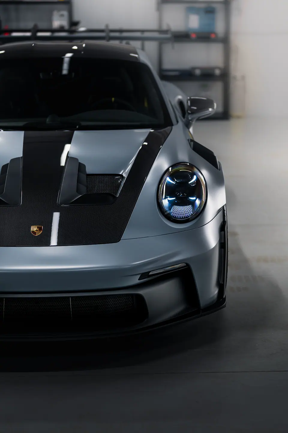 Przód auta z góry – Porsche 911 GT3 RS, detailing i zabezpieczenie lakieru, studio Premium-Auto Szczecin